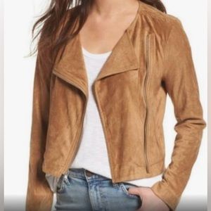 BB DAKOTA Allerton vegan suede moto jacket size XS, braided detail, NWOT.